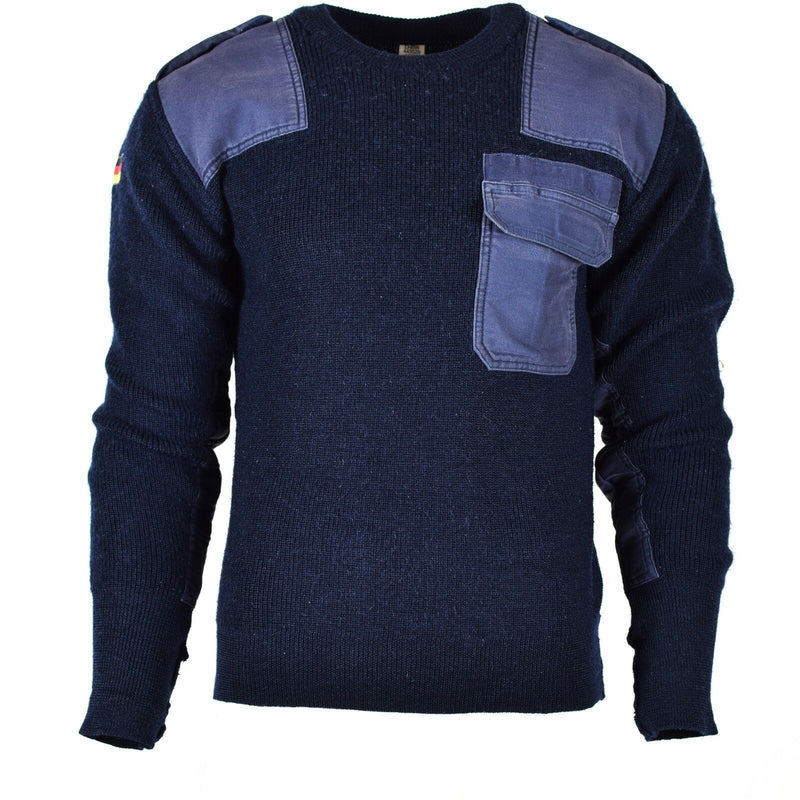 Originale German Pullover Pullover Commando Jumper Blue Navy Magione di lana militare