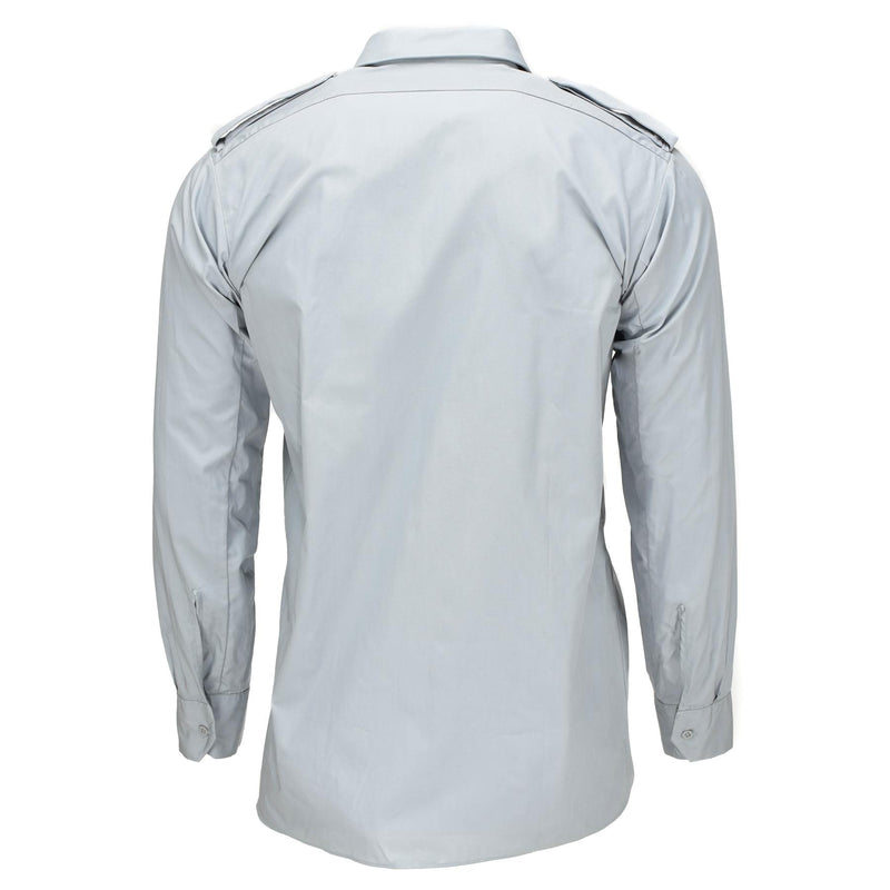 Shirt grigio-grigio-grigio originale dell'esercito svedese Svezia Svezia Svezia con Epaulets Nuovo