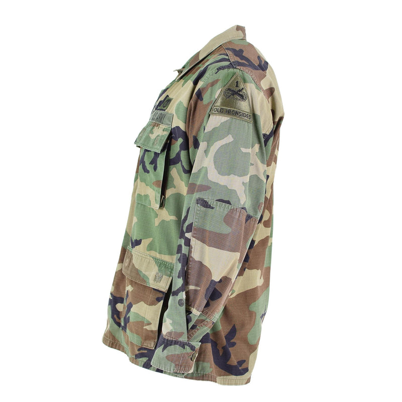 Giacca militare statunitense originale Ripstop Woodland camuflage bdu truppe camicia