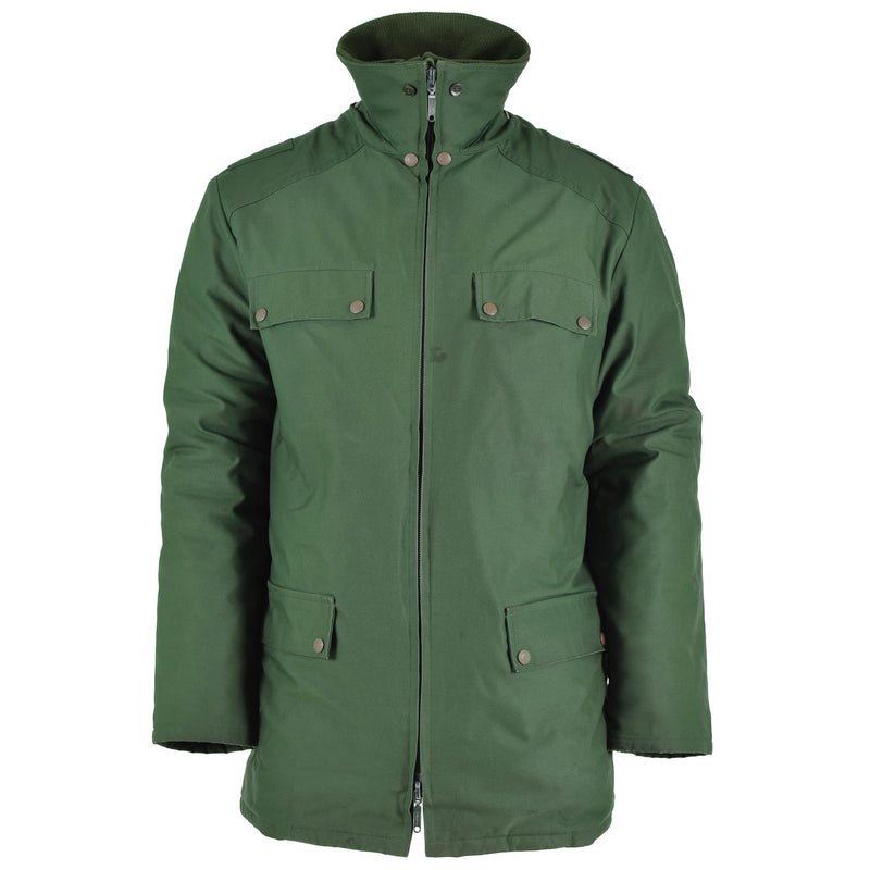 Original Police tedesco PARKA Calda rivestimento della giacca antivento verde con cappuccio