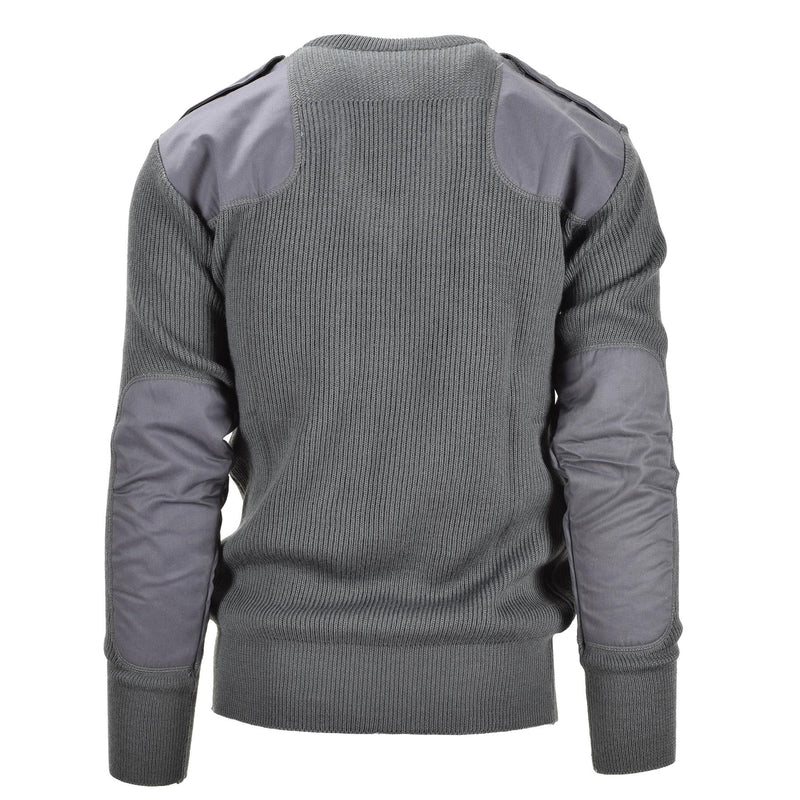 Originale Italian Army Commando Pullover Pullover Jumper Grey Wool V-Neck Swater Nuovo