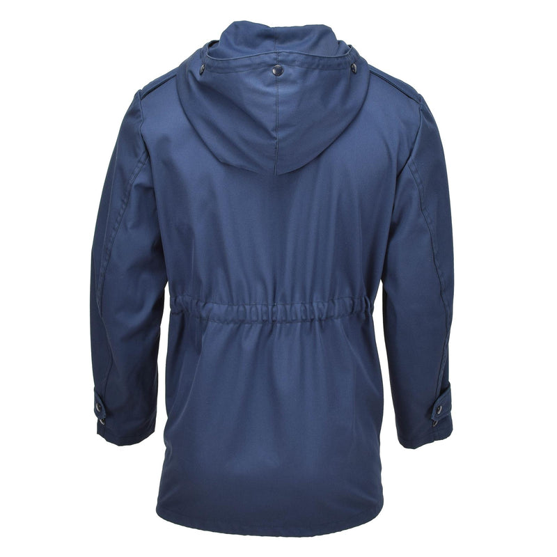 Ufficiale militare olandese originale Parka Cappuccetto con cappuccio dell'esercito anticarico blu solido