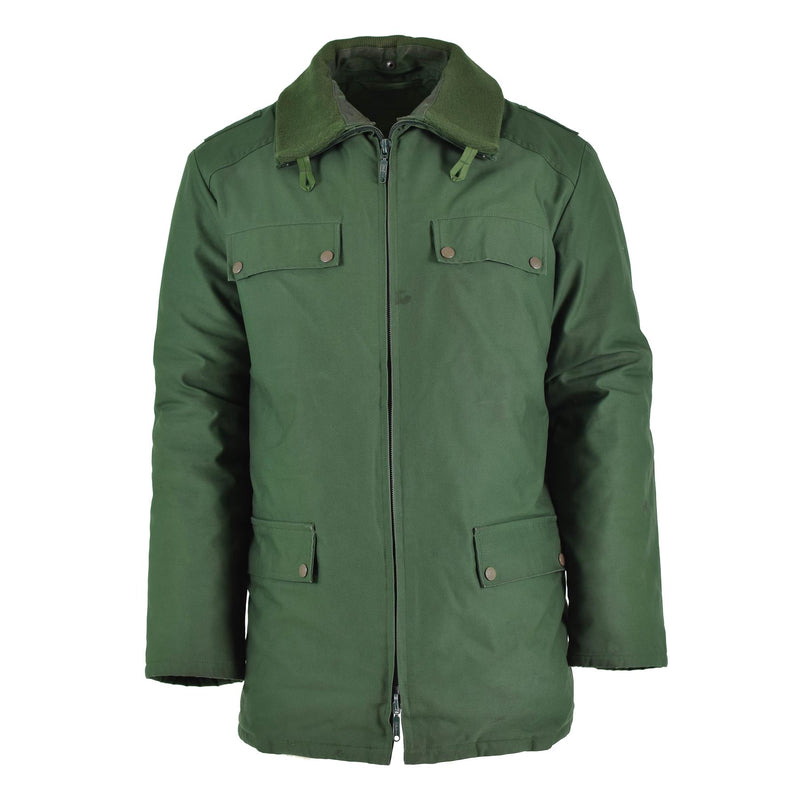 Original Police tedesco PARKA Calda rivestimento della giacca antivento verde con cappuccio