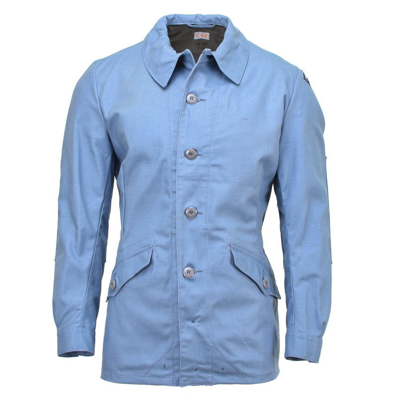 Giacca uniforme di protezione civile svedese originale denim in denim blu chiaro nuovo