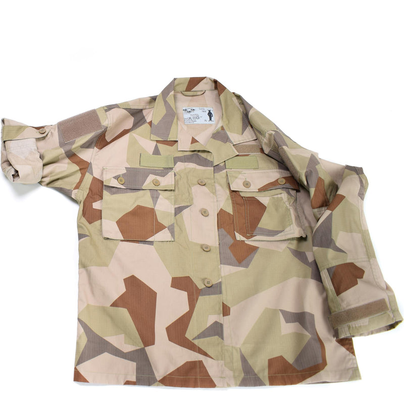 Autentico armadio svedese M90 ​​Desert Camo Field Troops Lightweight Shirt Nuova