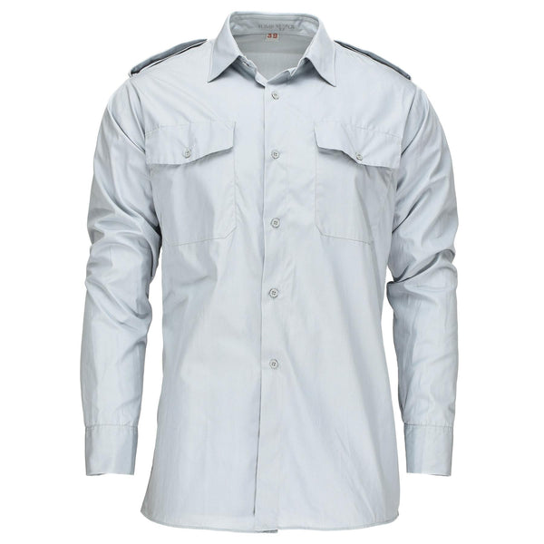 Shirt grigio-grigio-grigio originale dell'esercito svedese Svezia Svezia Svezia con Epaulets Nuovo