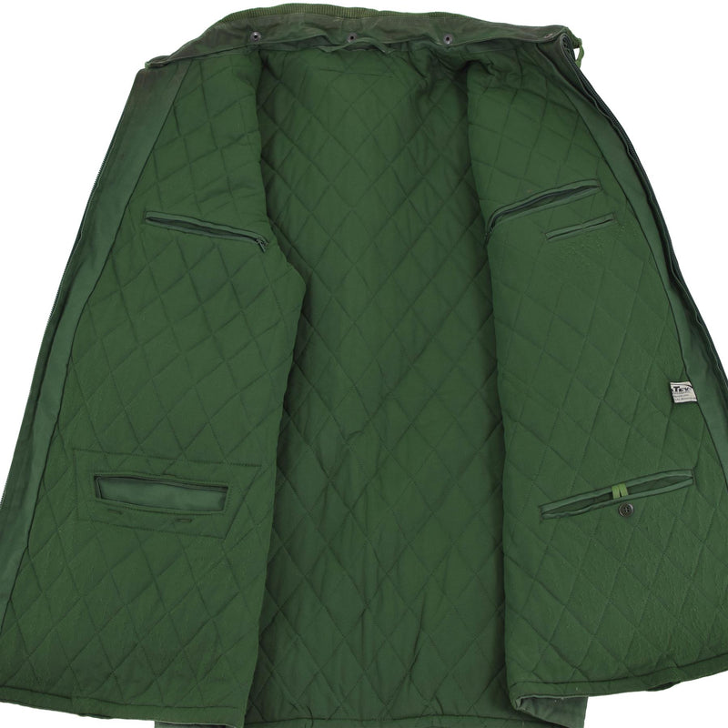 Original Police tedesco PARKA Calda rivestimento della giacca antivento verde con cappuccio