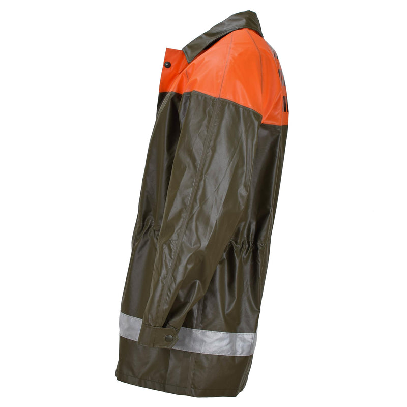 Giacca da pioggia dell'esercito svizzero originale Olive Civil Protection Waterproof Coat nuovo nuovo