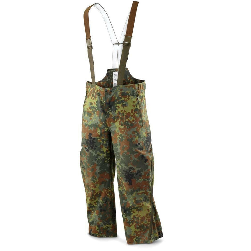 Pantaloni dell'esercito tedesco originale Goretex Bib N Brace Flecktarn Pants Rain complessivo