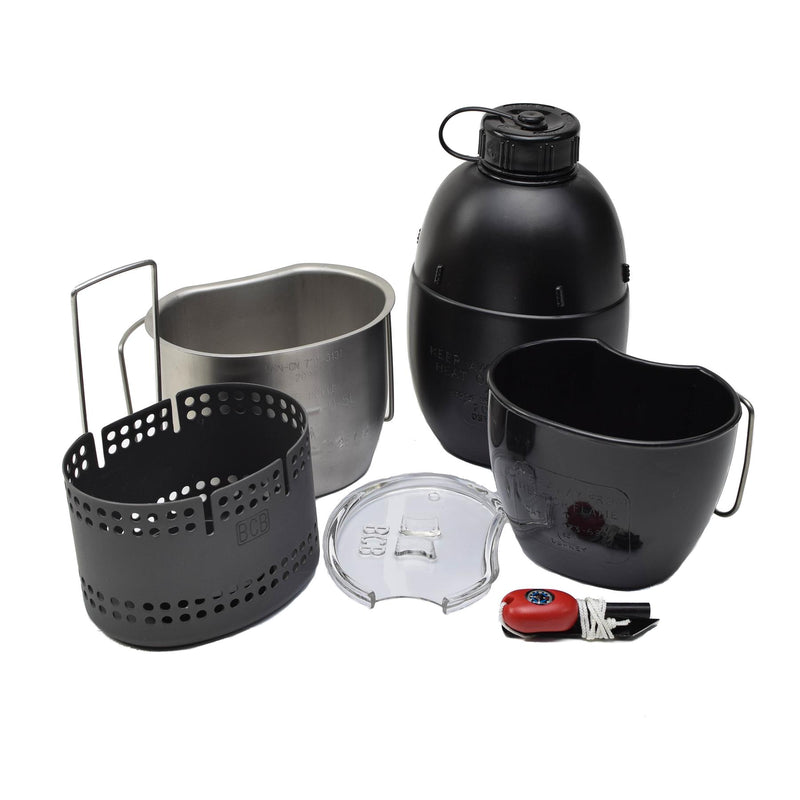 BCB Dragon Cooking System Alluminio Black in alluminio da 6 pezzi Impostare un campeggio resistente compatto