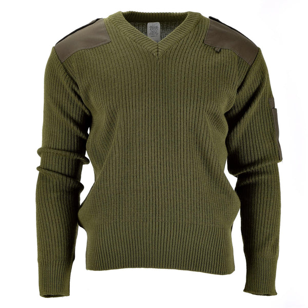 Originale Italian Pullover Pullover Commando Jumper Green Green Wool V-Neck Swater Nuovo