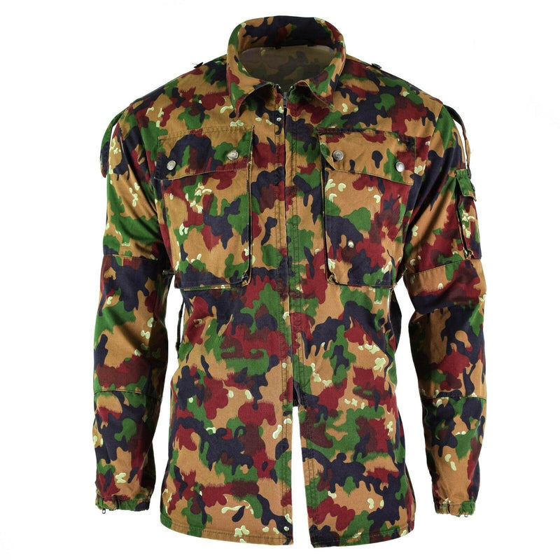 Giacca dell'Esercito svizzero originale M83 Field di combattimento alpenflage camicia camo zippato nuovo