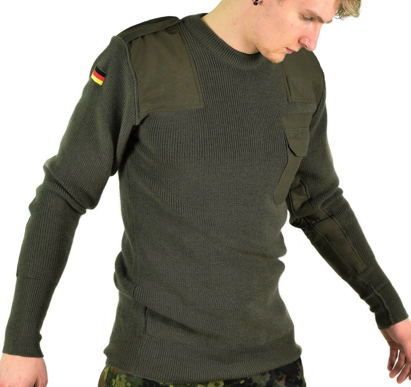 Genuino lana di oliva verde pullover dell'esercito tedesco in lana di oliva verde