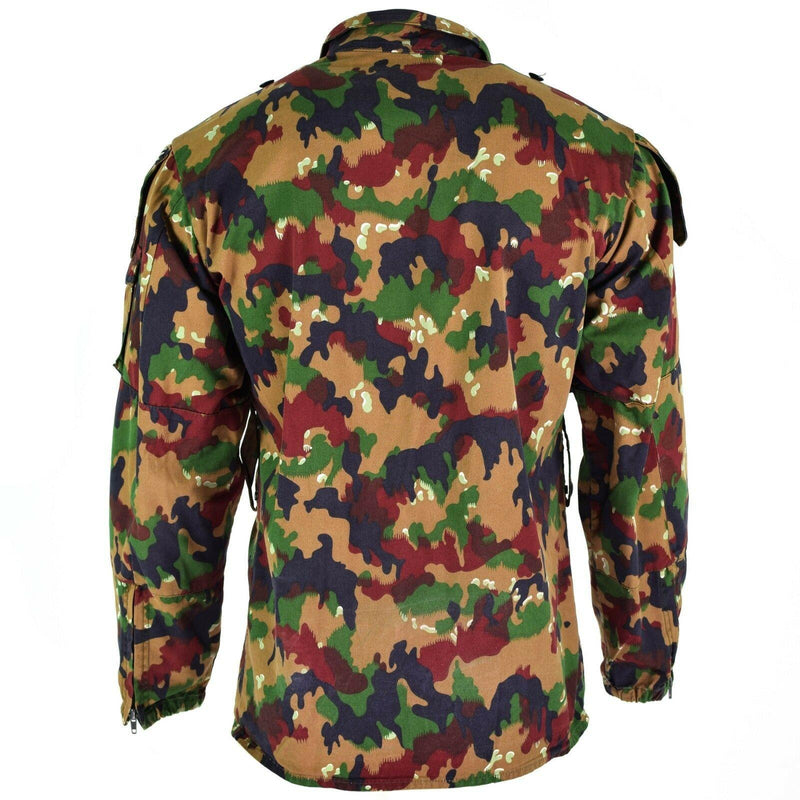 Giacca dell'Esercito svizzero originale M83 Field di combattimento alpenflage camicia camo zippato nuovo