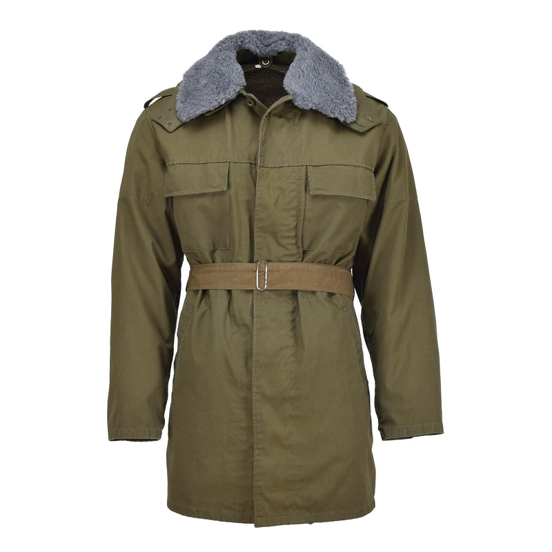 Oliva con cappuccio inverno in finta pelliccia di parka militare ceca originale