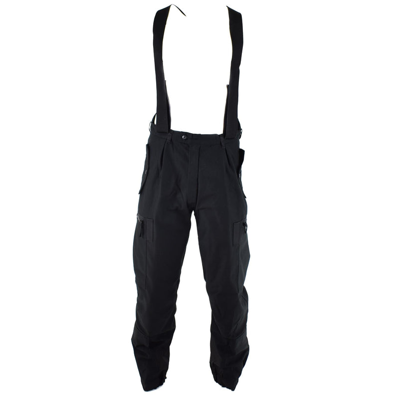 Pantaloni di petroliera termici svedesi autentici M90 pantaloni BDU neri W BRACES complessivamente NUOVO NUOVO