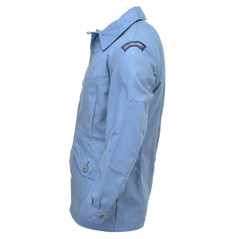 Giacca uniforme di protezione civile svedese originale denim in denim blu chiaro nuovo