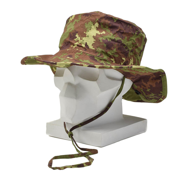 Originale Italian Army Boonie in stile cappello vegetato mimetico cinghia