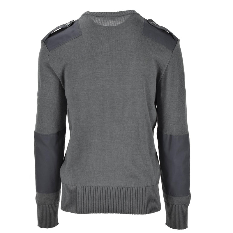 Original Austrian Pullover Pullover Jumper Commando Grey Wool V-Neck Swater Nuovo