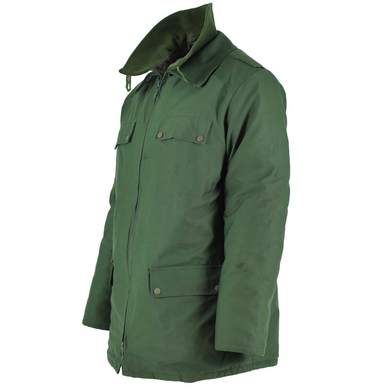 Original Police tedesco PARKA Calda rivestimento della giacca antivento verde con cappuccio