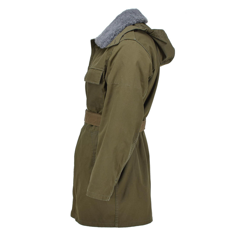 Oliva con cappuccio inverno in finta pelliccia di parka militare ceca originale