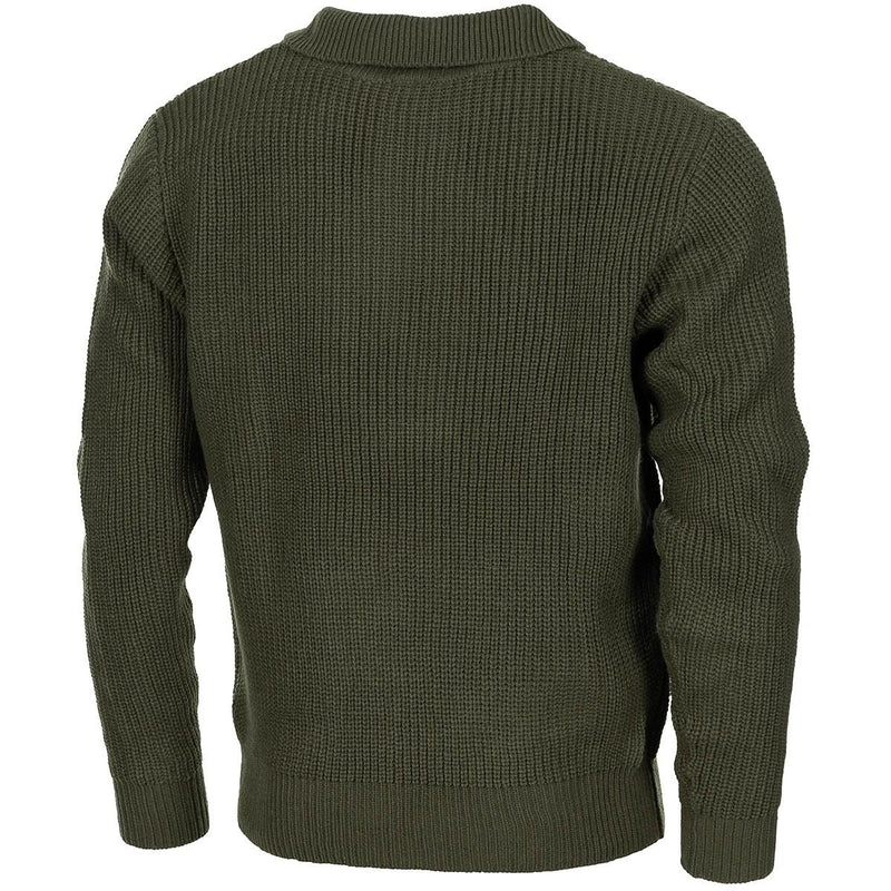 MFH Brand Troyer Style Style Quarter Quarter Zip Jumper Rib Knit Olive Pullover Nuovo