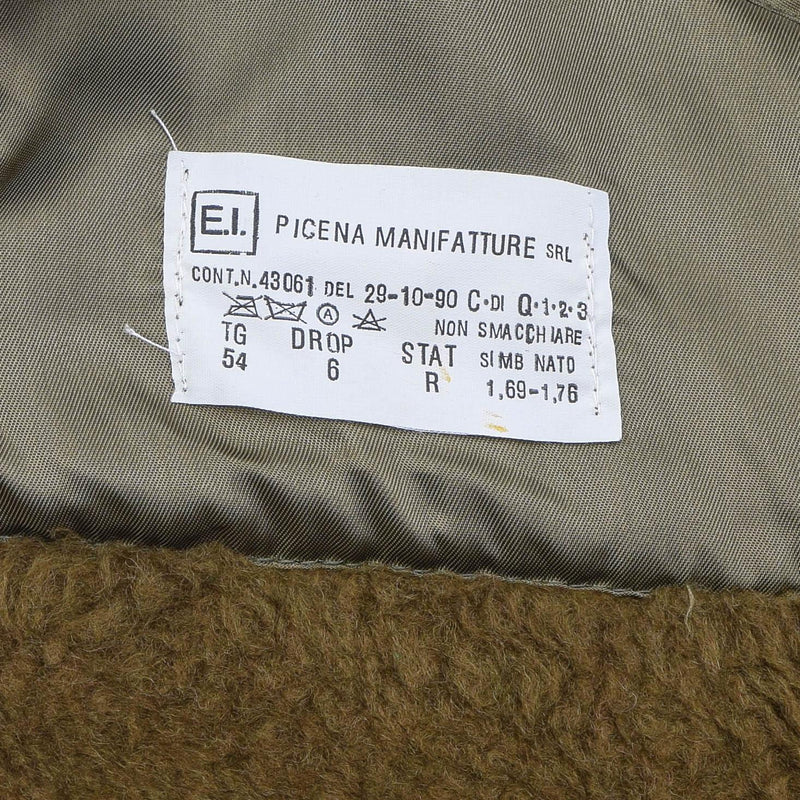 Trapunta di rivestimento marrone militare italiano originale in finta pelliccia vintage kaki calda