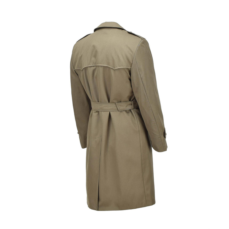 Trench militare italiano originale Khaki Cappotto formale rivestito rivestito con cintura Nuovo