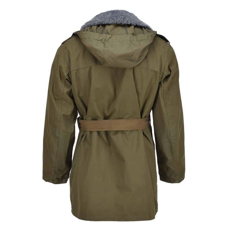 Oliva con cappuccio inverno in finta pelliccia di parka militare ceca originale