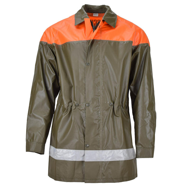 Giacca da pioggia dell'esercito svizzero originale Olive Civil Protection Waterproof Coat nuovo nuovo