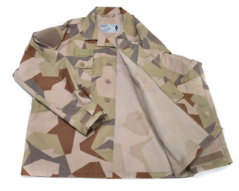 Autentico armadio svedese M90 ​​Desert Camo Field Troops Lightweight Shirt Nuova