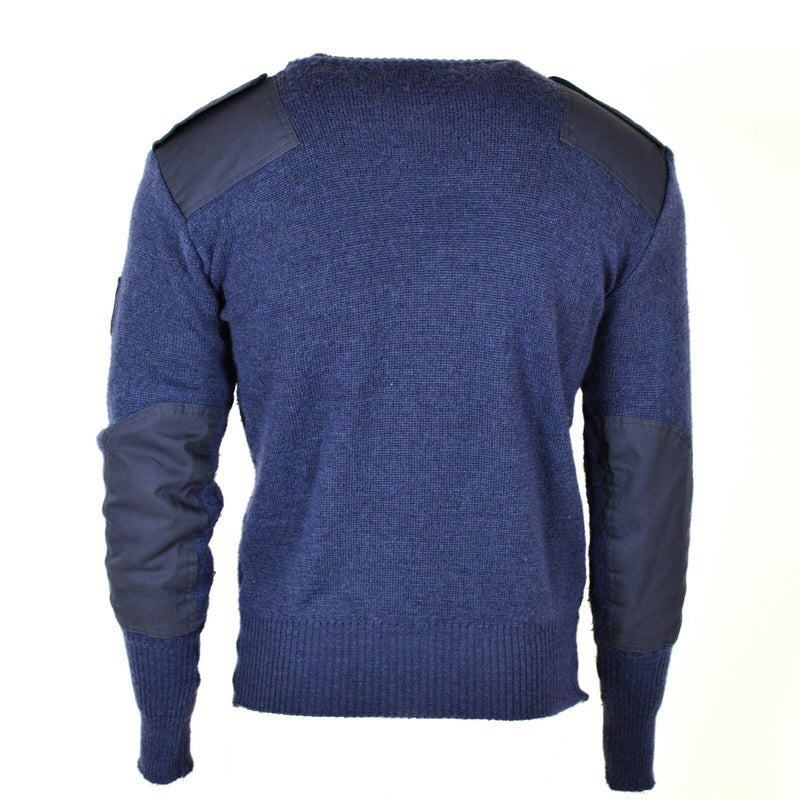 Originale British Pullover Pullover V-Neck Commando Jumper maglione lana blu blu grigio