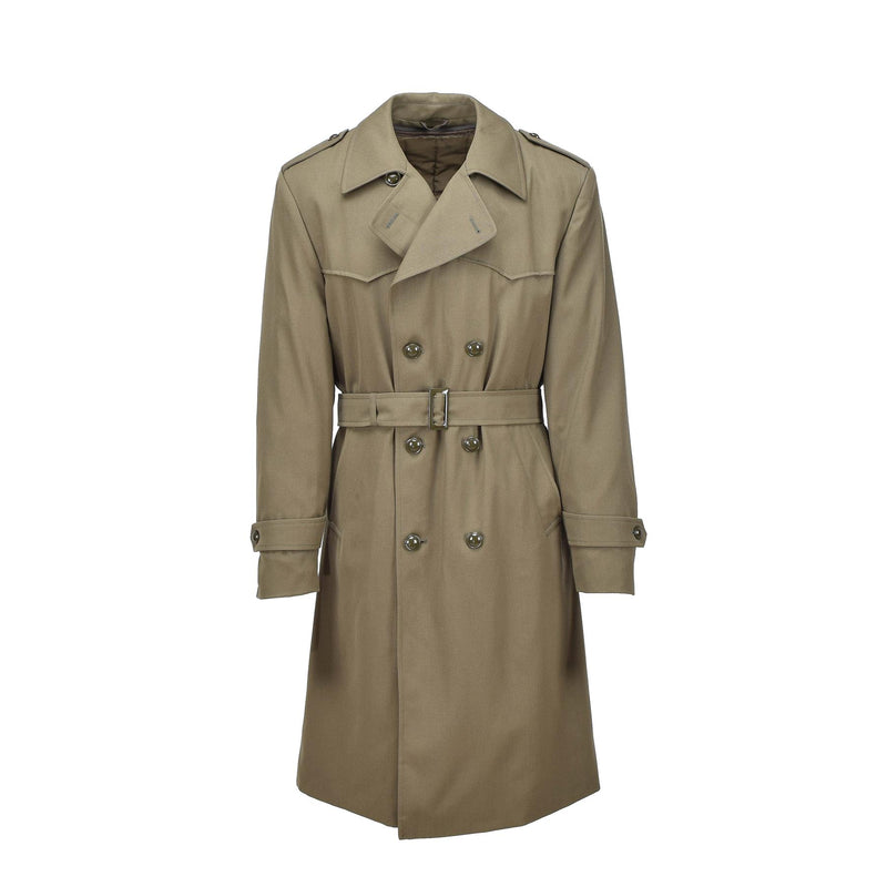 Trench militare italiano originale Khaki Cappotto formale rivestito rivestito con cintura Nuovo