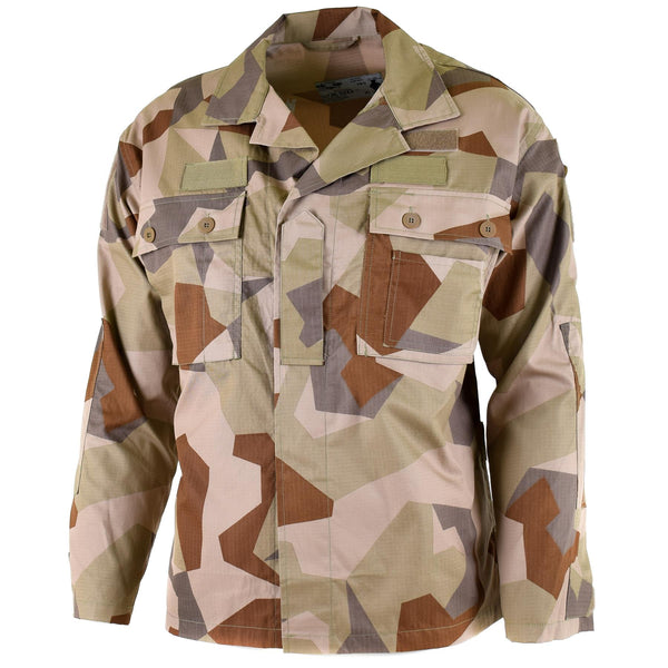 Autentico armadio svedese M90 ​​Desert Camo Field Troops Lightweight Shirt Nuova