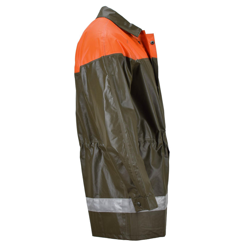 Giacca da pioggia dell'esercito svizzero originale Olive Civil Protection Waterproof Coat nuovo nuovo