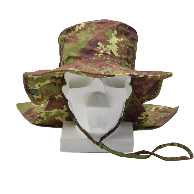 Originale Italian Army Boonie in stile cappello vegetato mimetico cinghia