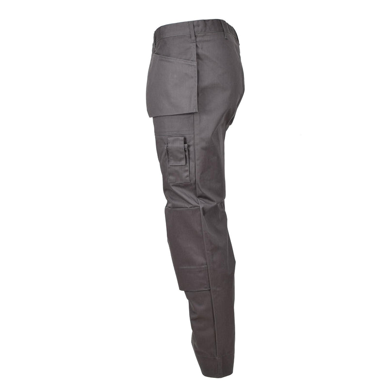 Pantaloni cargo dell'esercito belga originale lavoro ginocchia rinforzate tasche extra grigio nuovo