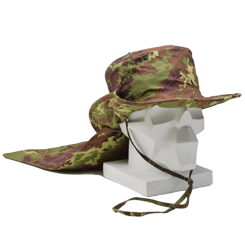 Originale Italian Army Boonie in stile cappello vegetato mimetico cinghia