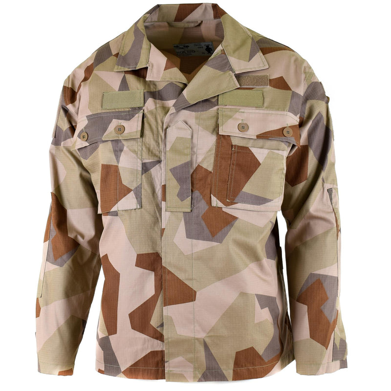 Autentico armadio svedese M90 ​​Desert Camo Field Troops Lightweight Shirt Nuova