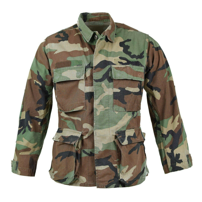 Giacca militare statunitense originale Ripstop Woodland camuflage bdu truppe camicia