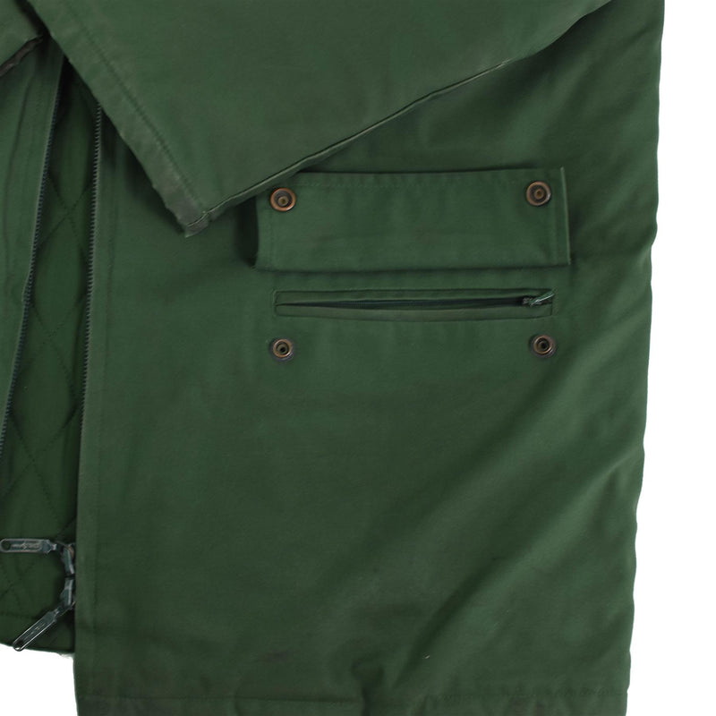 Original Police tedesco PARKA Calda rivestimento della giacca antivento verde con cappuccio