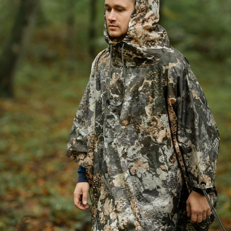 Mil-Tec Poncho camuffato in PVC con cappuccio impermeabile con cappuccio con cappuccio leggero