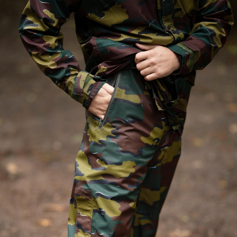 Pantaloni impermeabili militari belgi originali puzzle camo seyntex piovosi