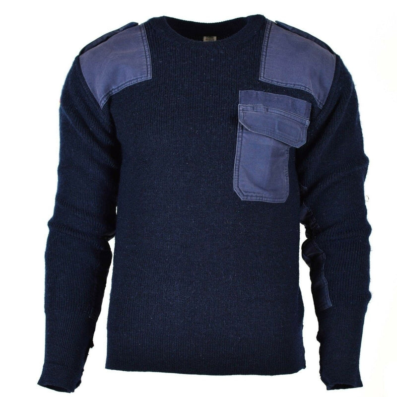 Originale German Pullover Pullover Commando Jumper Blue Navy Magione di lana militare