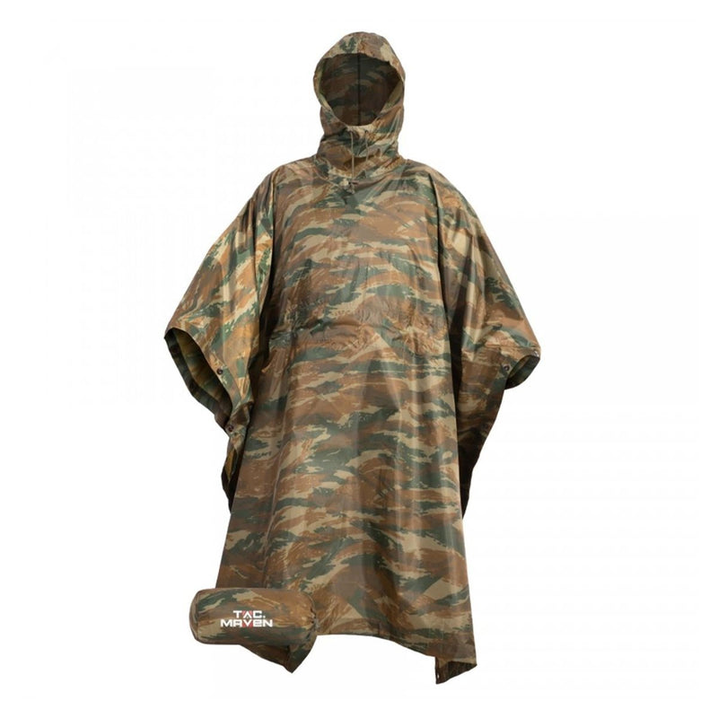 Pentagono impermeabile Ripstop Poncho Poncho Regolabile Pacchetto di lucertola Camo