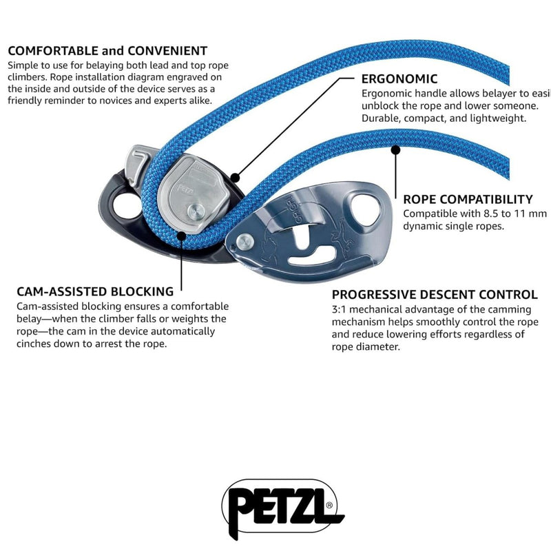 PETZL GRIRI ASSEGLIATO ASSICURA A BASSE DI RAPPIA DI BRACKE ATTREZZATURE ALLUMINIO BLU