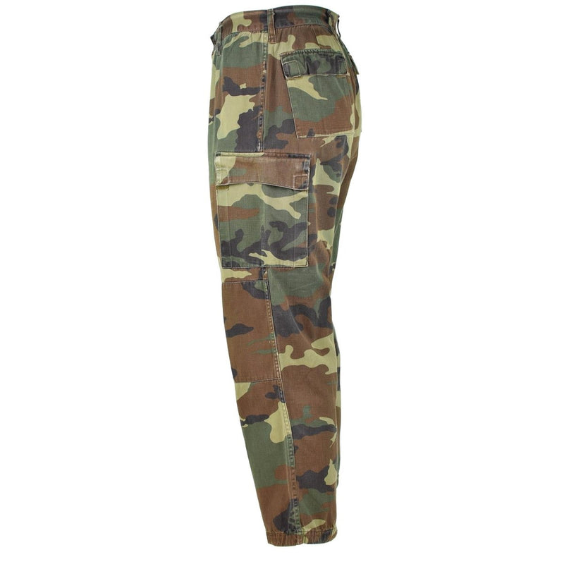 Genuine Italian army pants NATO combat cotton woodland camouflage field elasticated bottoms tactical vintage trousers