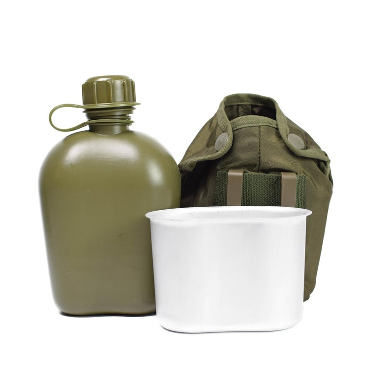 Original Austrian army drinking flask cup pouch OD 1 liter canteen