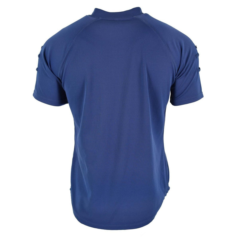 Original British short sleeve police t-shirt blue breathable high collar material front zip guard shirt