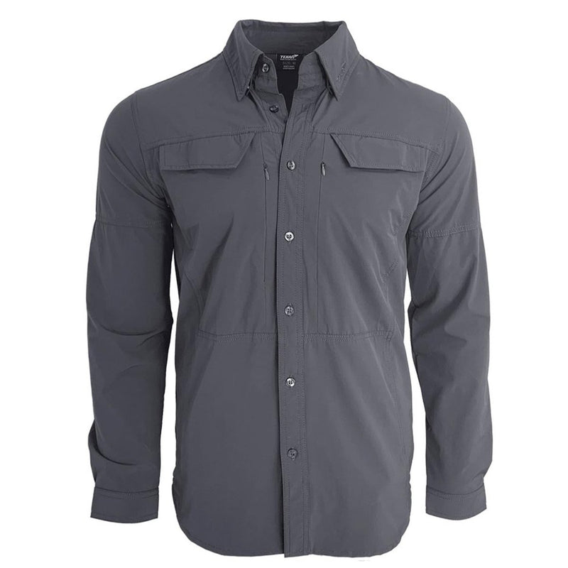 TEXAR long-sleeve military shirt slim fit full freedom of movement durable garment classic army shirts gray